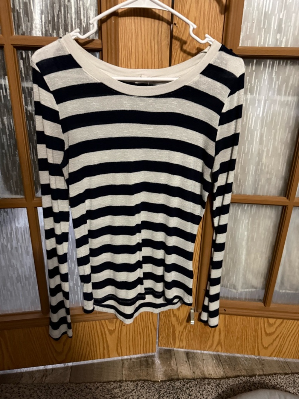 Classic Black & White Striped Long-Sleeve Top